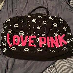 Love pink duffle bag